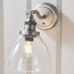 Hansen Brushed Silver and Glass Wall Light