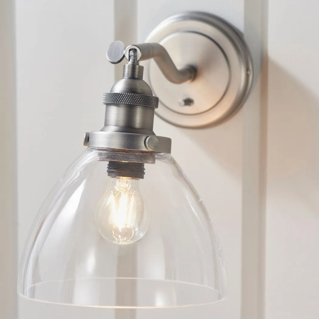 Hansen Brushed Silver and Glass Wall Light
