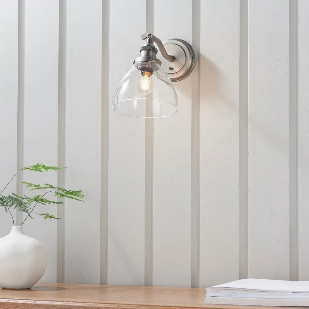 Hansen Brushed Silver and Glass Wall Light