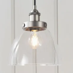 Hansen Brushed Silver and Glass Ceiling Pendant