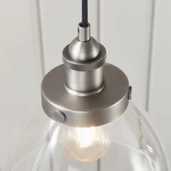 Hansen Brushed Silver and Glass Ceiling Pendant