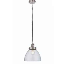 Hansen Brushed Silver and Glass Ceiling Pendant