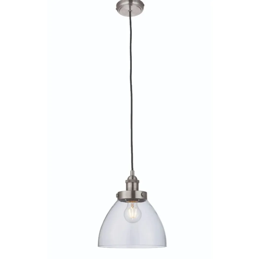 Hansen Brushed Silver and Glass Ceiling Pendant