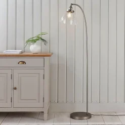 Hansen Brushed Silver and Glass Task Floor Lamp