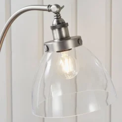 Hansen Brushed Silver and Glass Task Floor Lamp