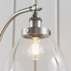 Hansen Brushed Silver and Glass Task Floor Lamp