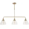 Hansen 3 Light Antique Brass & Glass Ceiling Pendant Bar