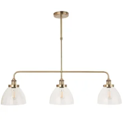 Hansen 3 Light Antique Brass & Glass Ceiling Pendant Bar