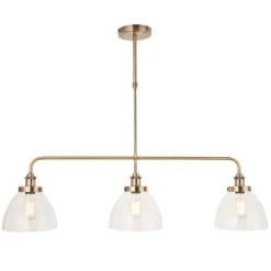 Hansen 3 Light Antique Brass & Glass Ceiling Pendant Bar