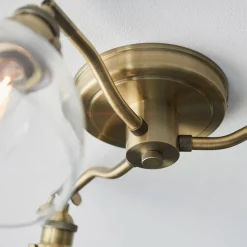 Hansen 3 Light Semi Flush Antique Brass Ceiling Light