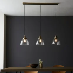 Hansen Antique Brass 3 Pendant Light Ceiling Bar