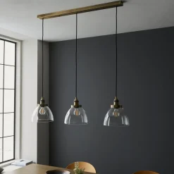 Hansen Antique Brass 3 Pendant Light Ceiling Bar