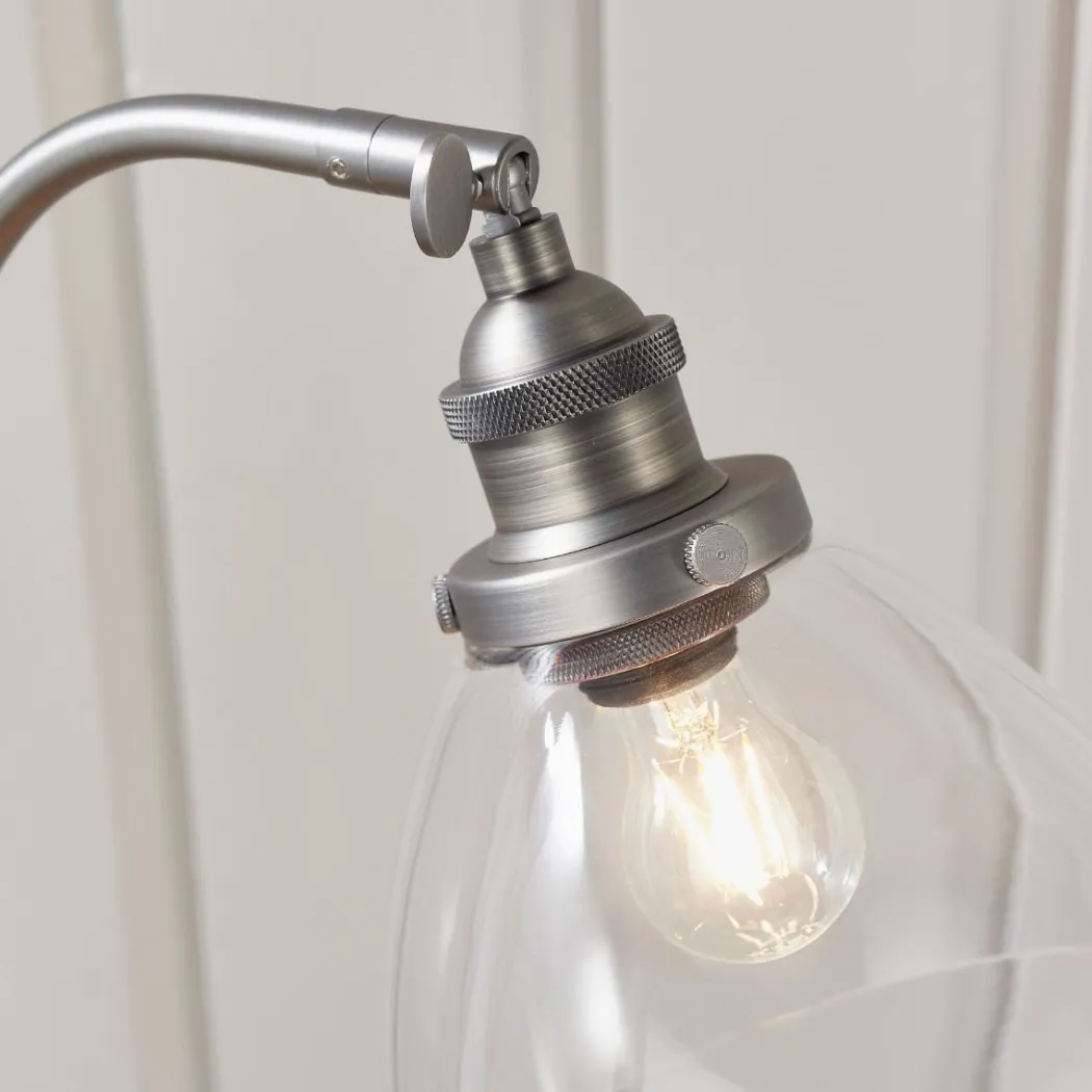 Hansen Brushed Silver and Glass Table Lamp