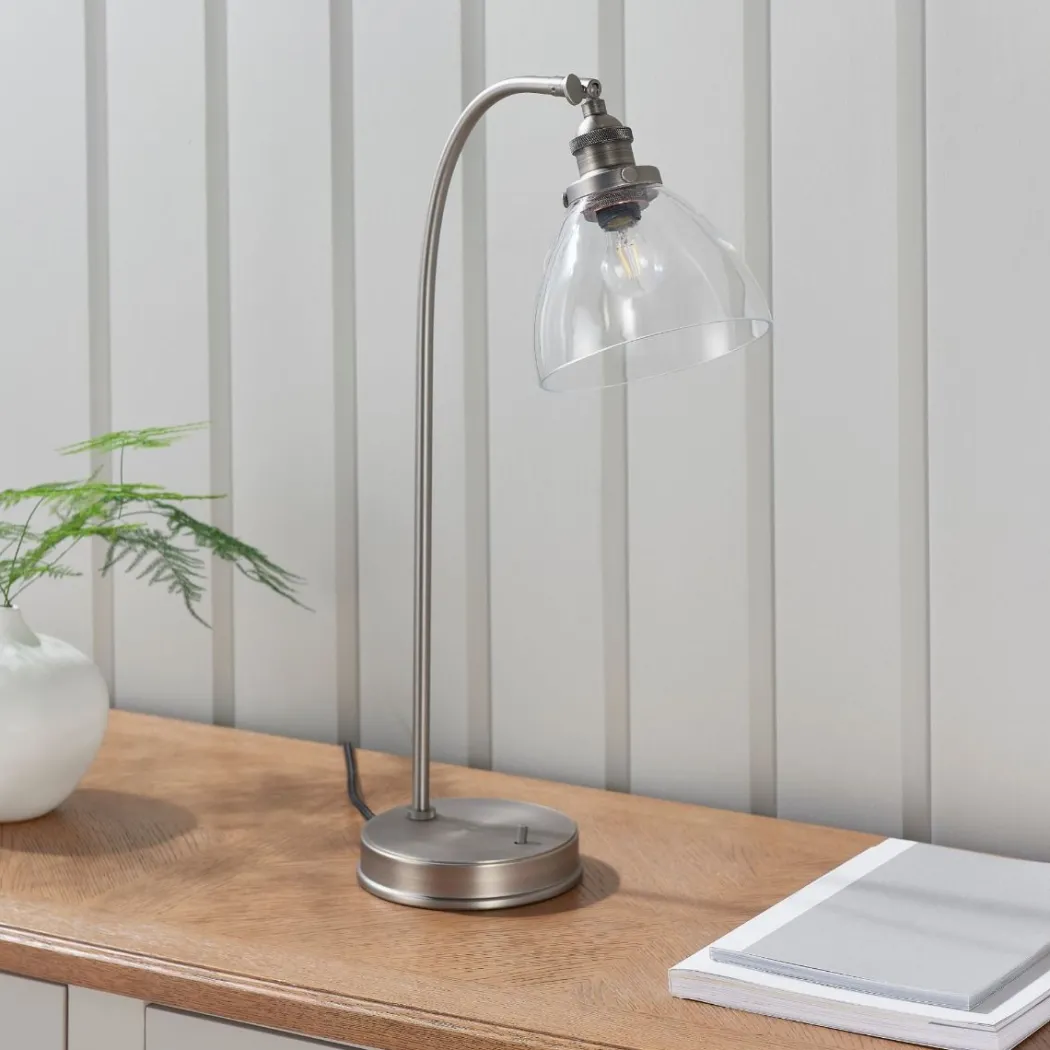 Hansen Brushed Silver and Glass Table Lamp