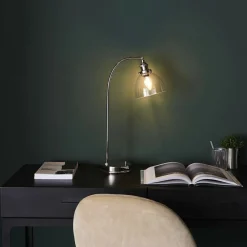 Hansen Polished Nickel & Glass Task Table Lamp