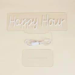 Happy Hour White LED Neon Sign