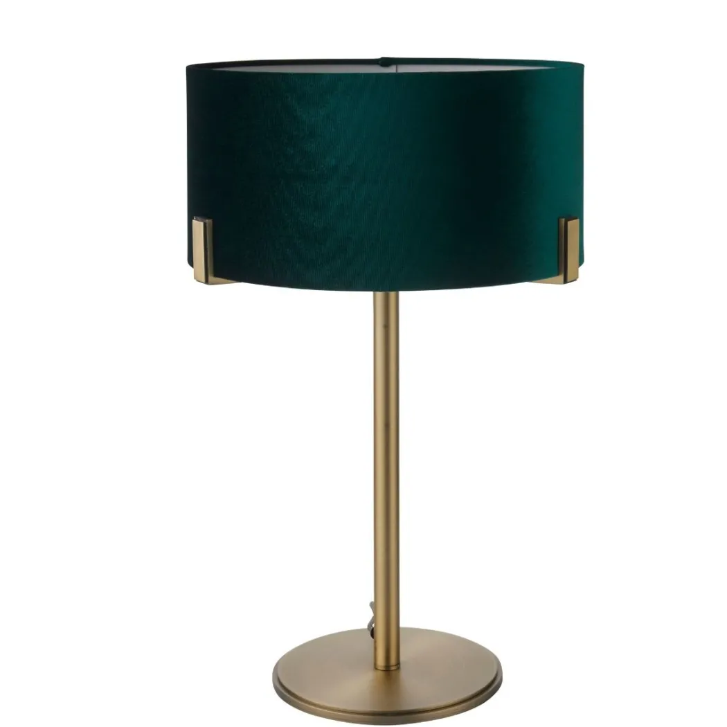 Hayfield Antique Brass & Green Velvet Table Lamp