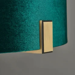 Hayfield Antique Brass & Green Velvet Table Lamp