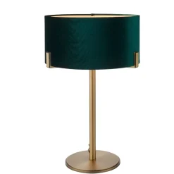 Hayfield Antique Brass & Green Velvet Table Lamp