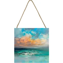 Hebridean Waters Small Wooden Hanging Block
