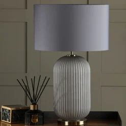 Helicon Grey Glass Table Lamp