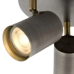 Hereford 3 Light Pewter & Antique Brass Spotlight Flush Ceiling Light