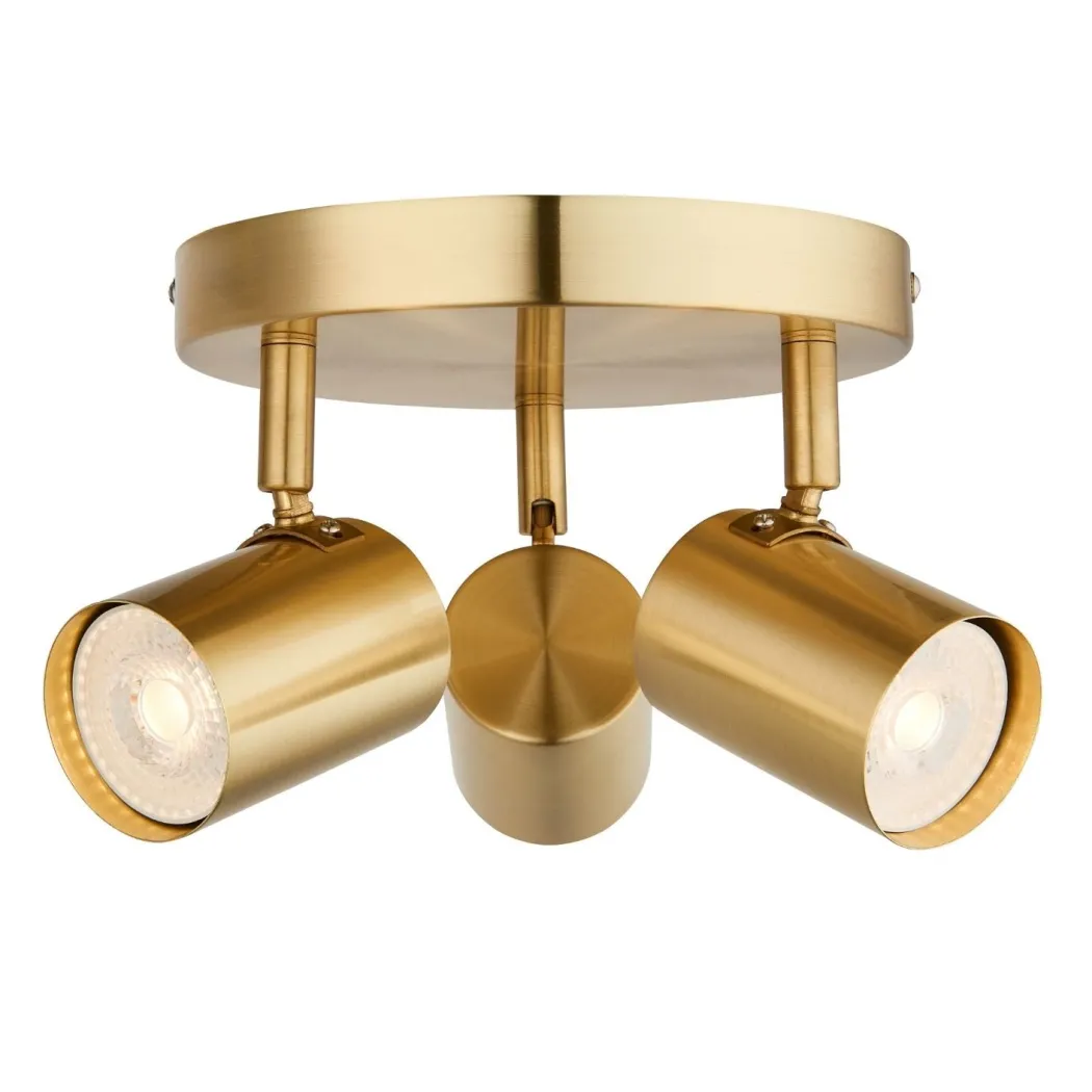 Hereford 3 Light Satin Gold Ceiling Spotlight