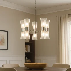 HERRERA 10 LIGHT POLISHED CHROME PENDANT CEILING LIGHT