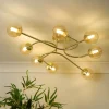 Hibben 8 Light Gold Flush Ceiling Light with Glass Shades