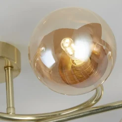 Hibben 8 Light Gold Flush Ceiling Light with Glass Shades
