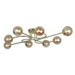 Hibben 8 Light Gold Flush Ceiling Light with Glass Shades