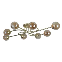 Hibben 8 Light Gold Flush Ceiling Light with Glass Shades
