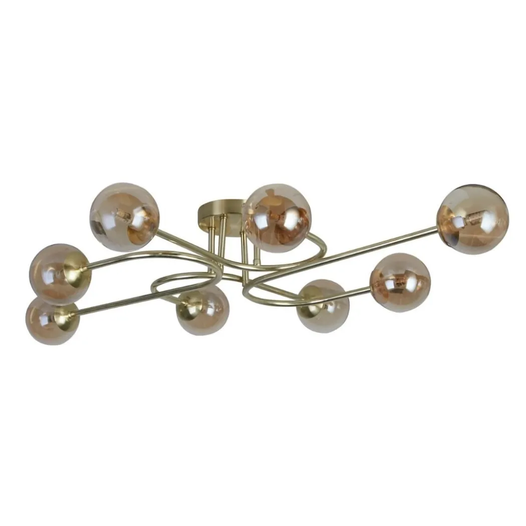 Hibben 8 Light Gold Flush Ceiling Light with Glass Shades
