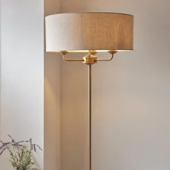 Highclere 3 Light Brass Floor Lamp