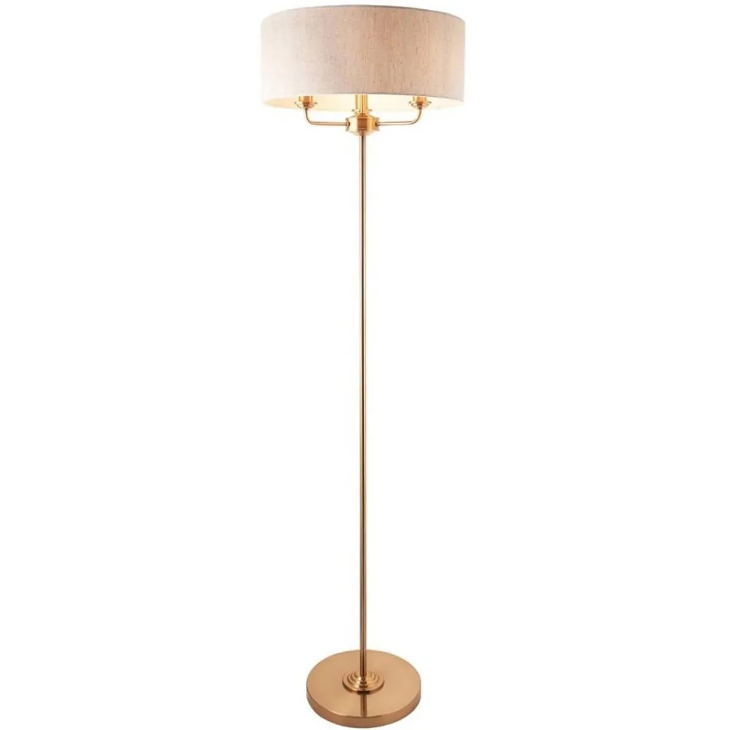 Highclere 3 Light Brass Floor Lamp