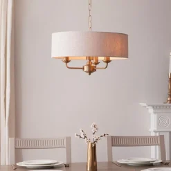 Highclere 3 Light Brass Pendant Ceiling Light
