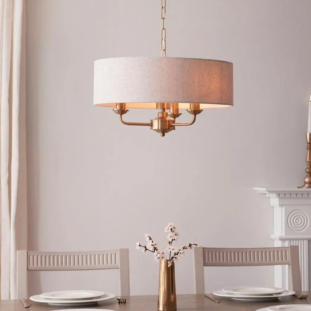Highclere 3 Light Brass Pendant Ceiling Light