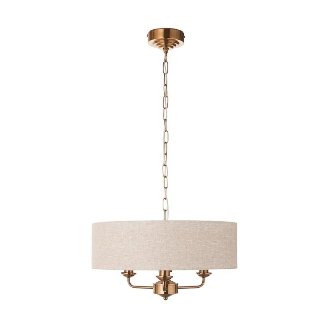Highclere 3 Light Brass Pendant Ceiling Light