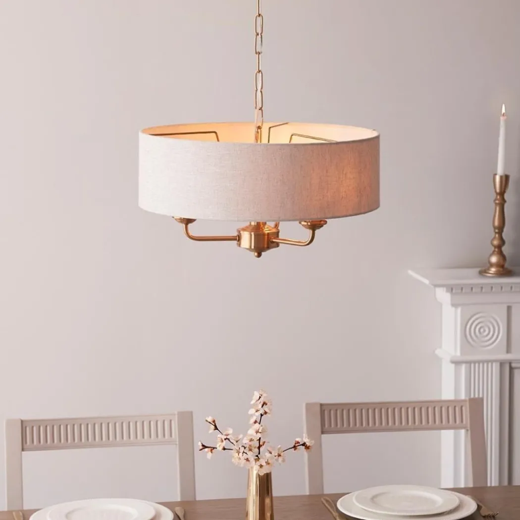Highclere 3 Light Brass Pendant Ceiling Light