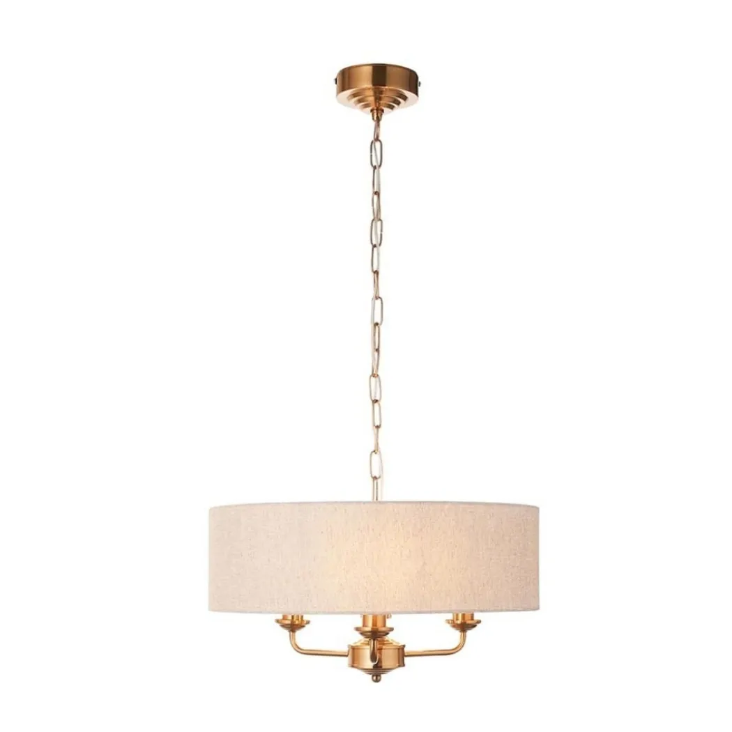 Highclere 3 Light Brass Pendant Ceiling Light