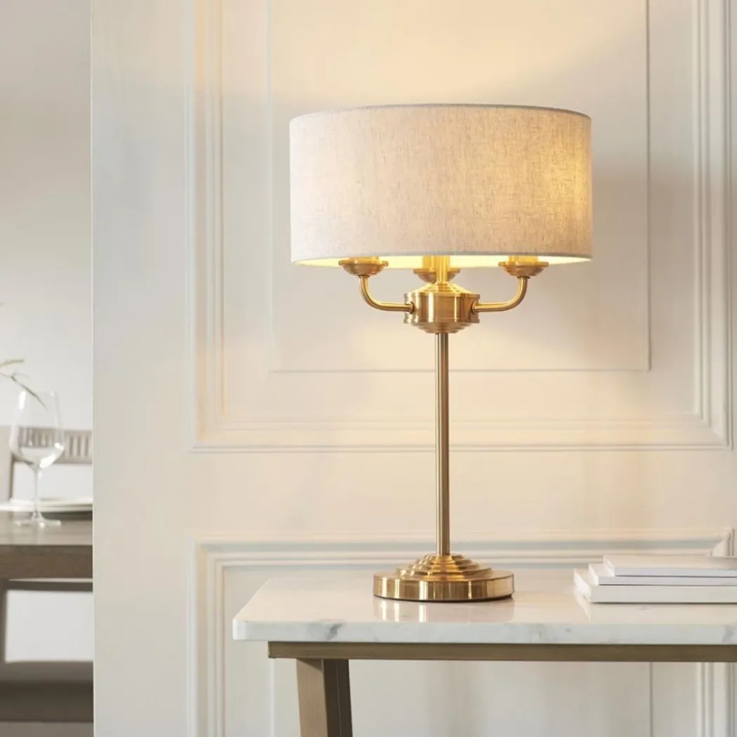 Highclere 3 Light Brass Table Lamp