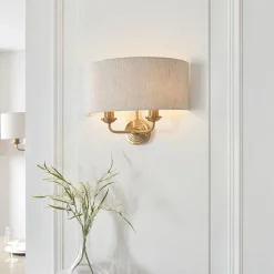 Highclere 2 Light Brass Wall Light