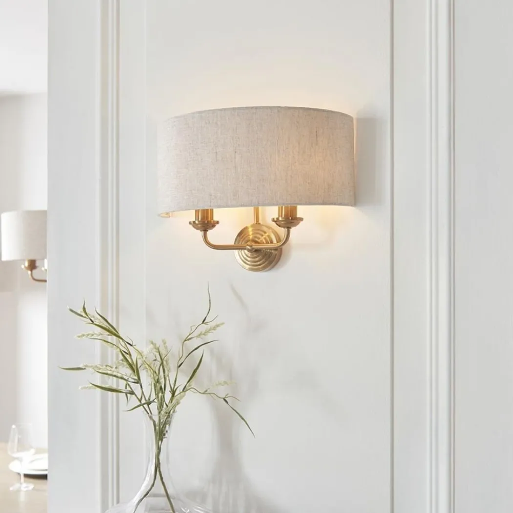 Highclere 2 Light Brass Wall Light