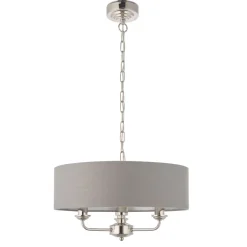 Highclere 3 Light Nickel & Charcoal Ceiling Pendant