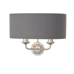 Highclere 2 Light Nickel & Charcoal Wall Light