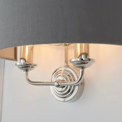 Highclere 2 Light Nickel & Charcoal Wall Light