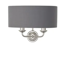 Highclere 2 Light Nickel & Charcoal Wall Light