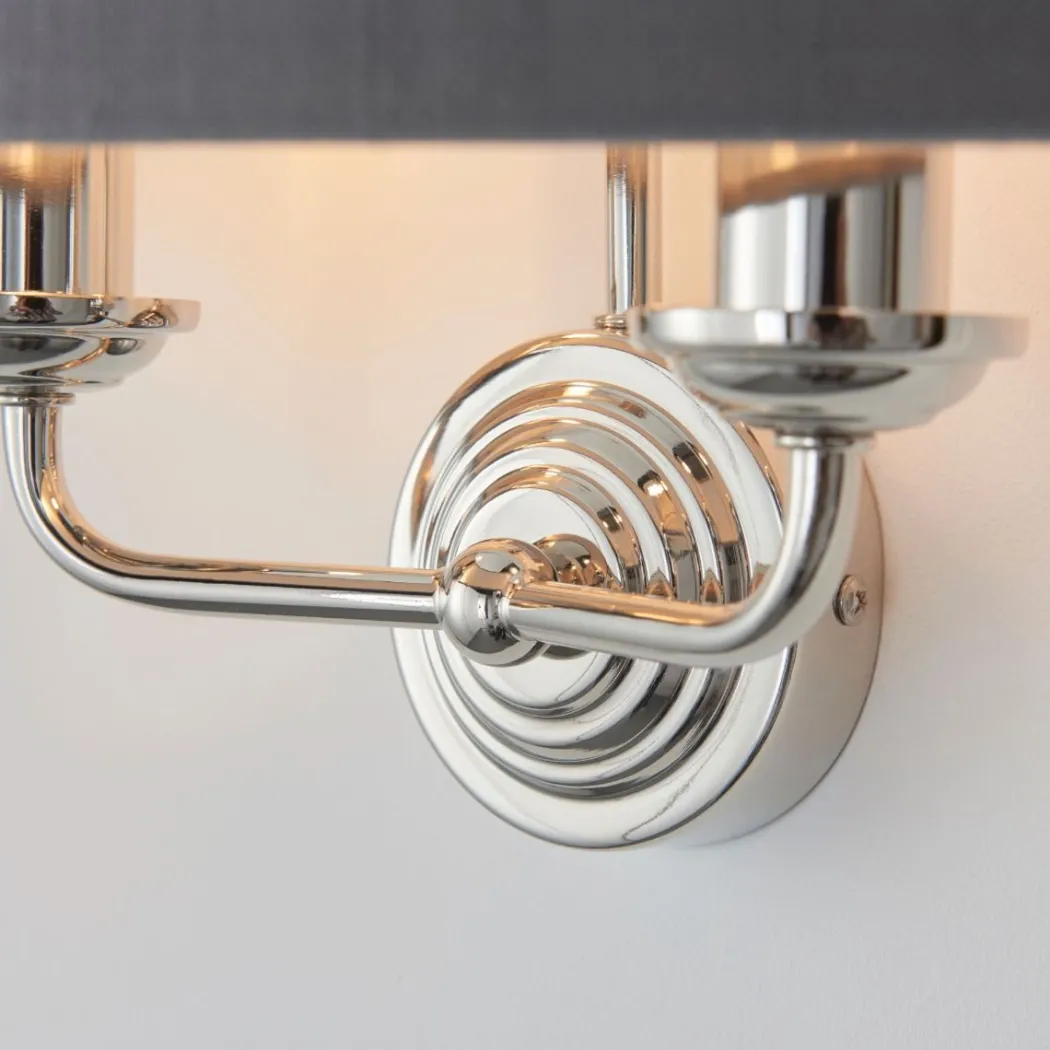 Highclere 2 Light Nickel & Charcoal Wall Light
