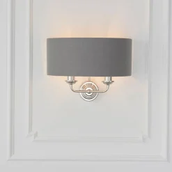 Highclere 2 Light Nickel & Charcoal Wall Light