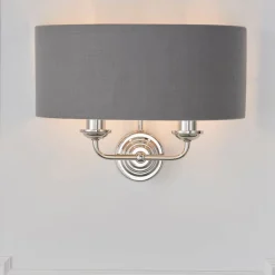 Highclere 2 Light Nickel & Charcoal Wall Light